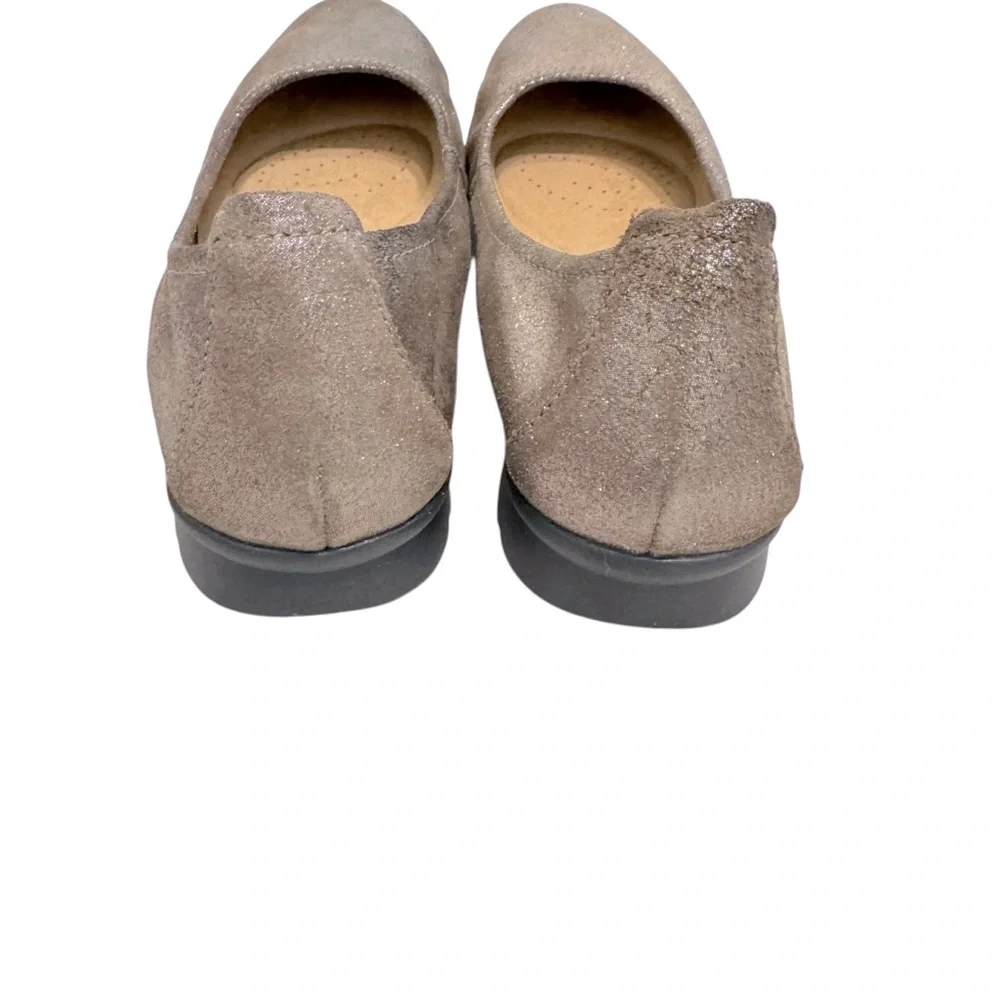 Clarks Collection‎ Flexible Slir-On Flats - Jenette Lase Pewter Suede,  Sz 9